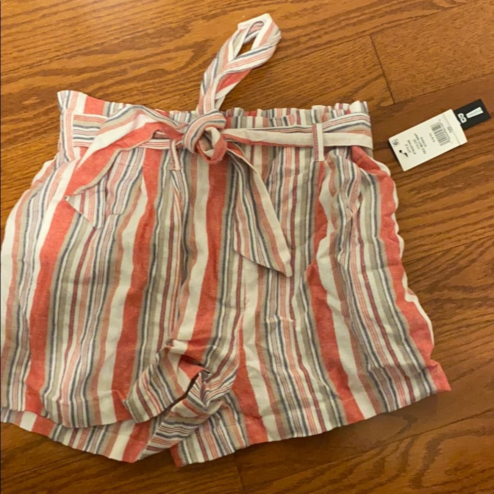 striped shorts with a tie